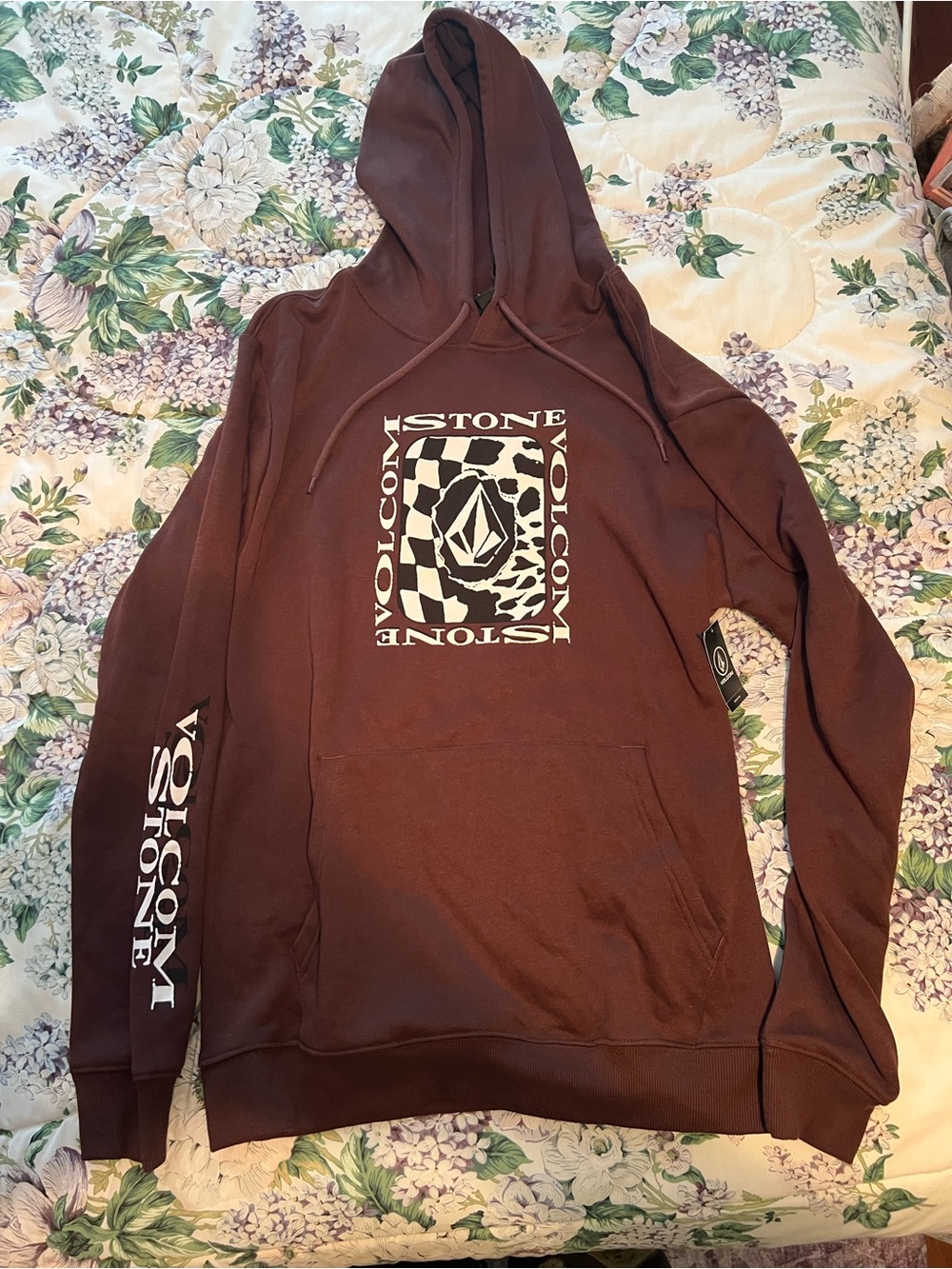 NWT Volcom Roundabout Pullover Fleece Hoodie Brown Men’s Size XL - Picture 1 of 3